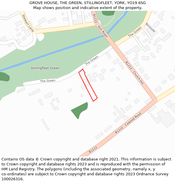 GROVE HOUSE, THE GREEN, STILLINGFLEET, YORK, YO19 6SG: Location map and indicative extent of plot