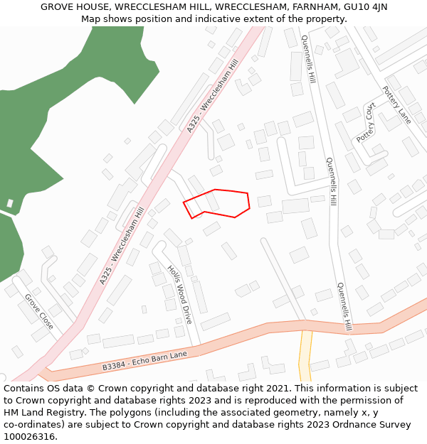 GROVE HOUSE, WRECCLESHAM HILL, WRECCLESHAM, FARNHAM, GU10 4JN: Location map and indicative extent of plot