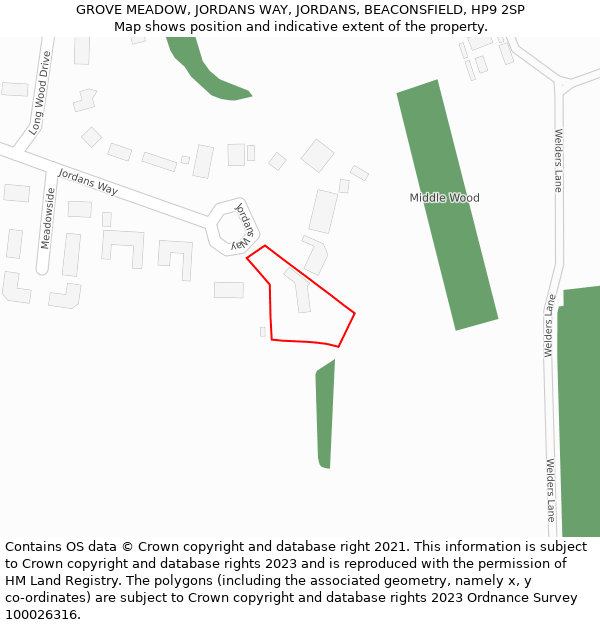 GROVE MEADOW, JORDANS WAY, JORDANS, BEACONSFIELD, HP9 2SP: Location map and indicative extent of plot