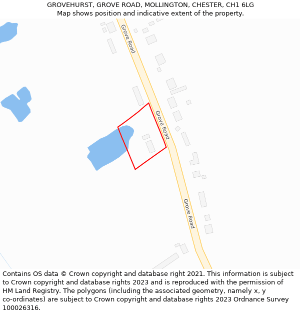 GROVEHURST, GROVE ROAD, MOLLINGTON, CHESTER, CH1 6LG: Location map and indicative extent of plot