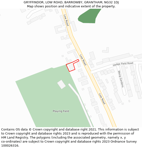 GRYFFINDOR, LOW ROAD, BARROWBY, GRANTHAM, NG32 1DJ: Location map and indicative extent of plot