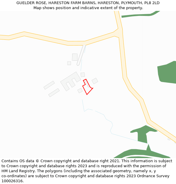 GUELDER ROSE, HARESTON FARM BARNS, HARESTON, PLYMOUTH, PL8 2LD: Location map and indicative extent of plot