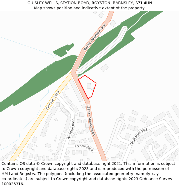 GUISLEY WELLS, STATION ROAD, ROYSTON, BARNSLEY, S71 4HN: Location map and indicative extent of plot