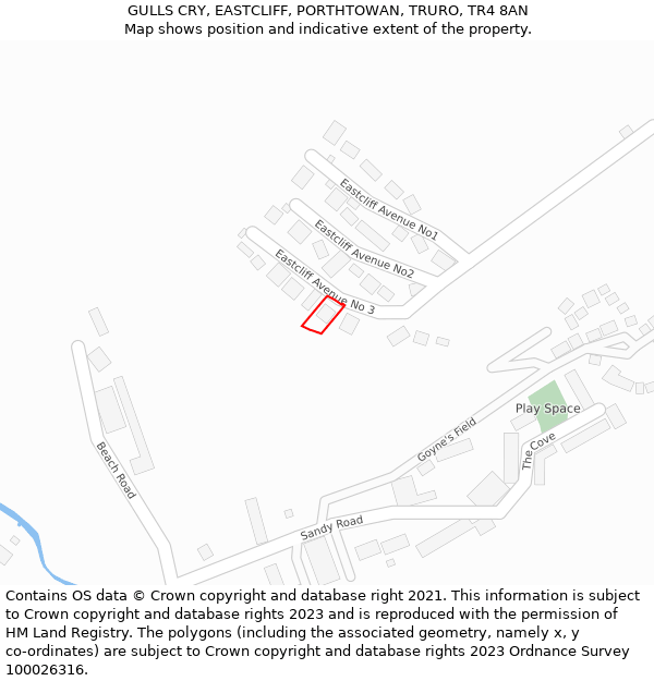 GULLS CRY, EASTCLIFF, PORTHTOWAN, TRURO, TR4 8AN: Location map and indicative extent of plot