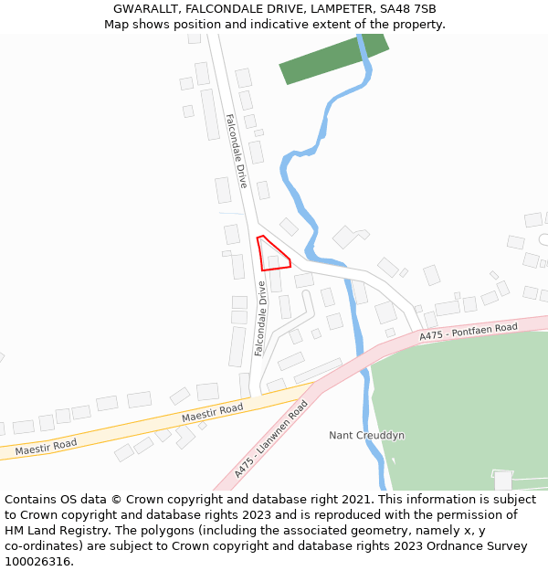 GWARALLT, FALCONDALE DRIVE, LAMPETER, SA48 7SB: Location map and indicative extent of plot