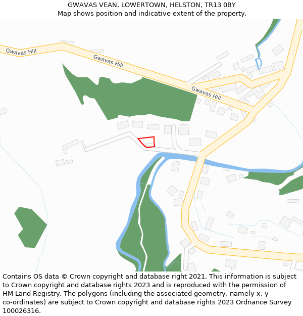 GWAVAS VEAN, LOWERTOWN, HELSTON, TR13 0BY: Location map and indicative extent of plot