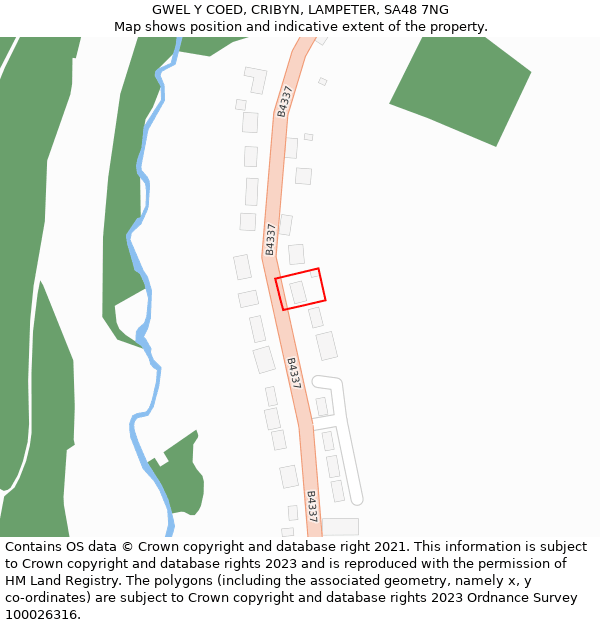 GWEL Y COED, CRIBYN, LAMPETER, SA48 7NG: Location map and indicative extent of plot