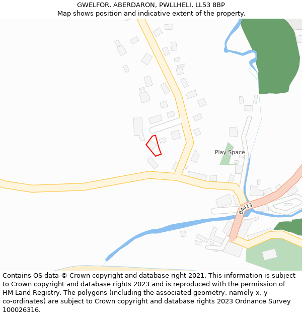 GWELFOR, ABERDARON, PWLLHELI, LL53 8BP: Location map and indicative extent of plot