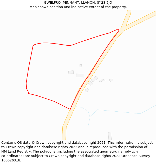GWELFRO, PENNANT, LLANON, SY23 5JQ: Location map and indicative extent of plot