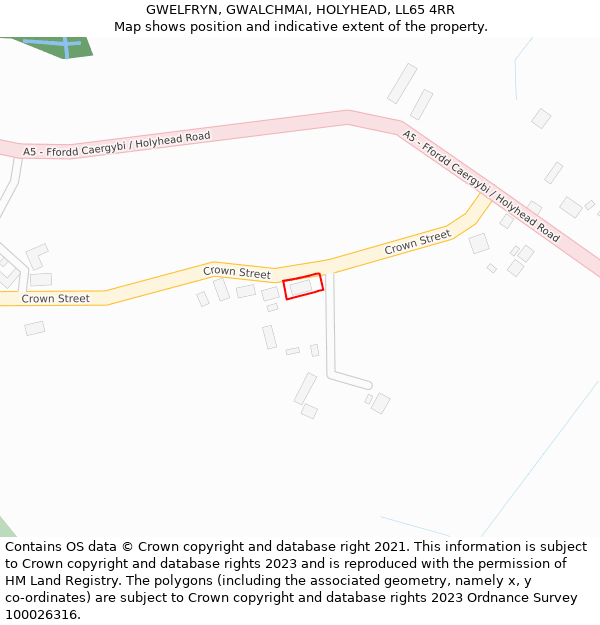 GWELFRYN, GWALCHMAI, HOLYHEAD, LL65 4RR: Location map and indicative extent of plot