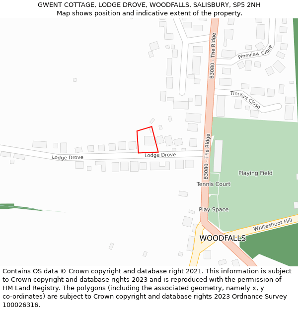 GWENT COTTAGE, LODGE DROVE, WOODFALLS, SALISBURY, SP5 2NH: Location map and indicative extent of plot