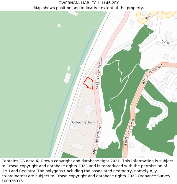 GWERNAN, HARLECH, LL46 2PY: Location map and indicative extent of plot