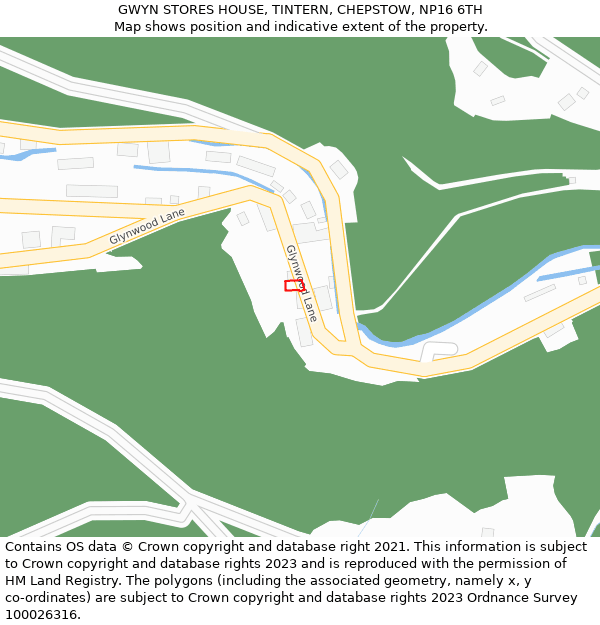 GWYN STORES HOUSE, TINTERN, CHEPSTOW, NP16 6TH: Location map and indicative extent of plot