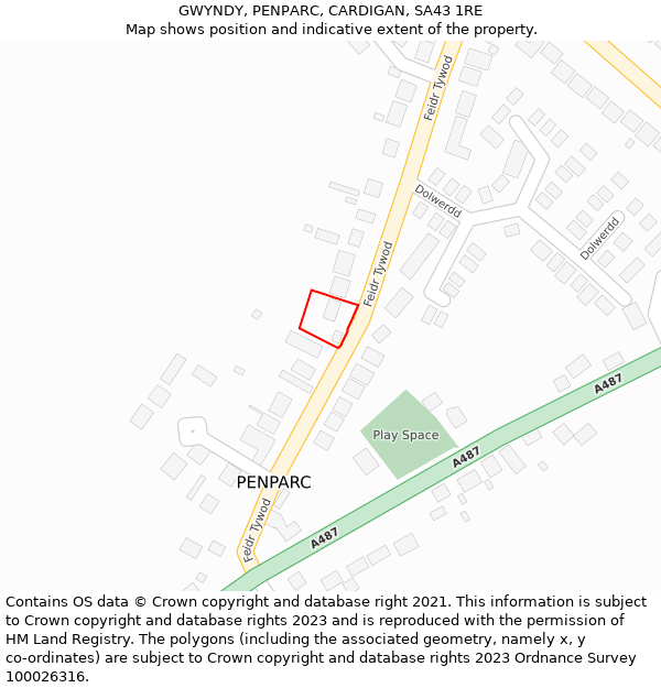 GWYNDY, PENPARC, CARDIGAN, SA43 1RE: Location map and indicative extent of plot