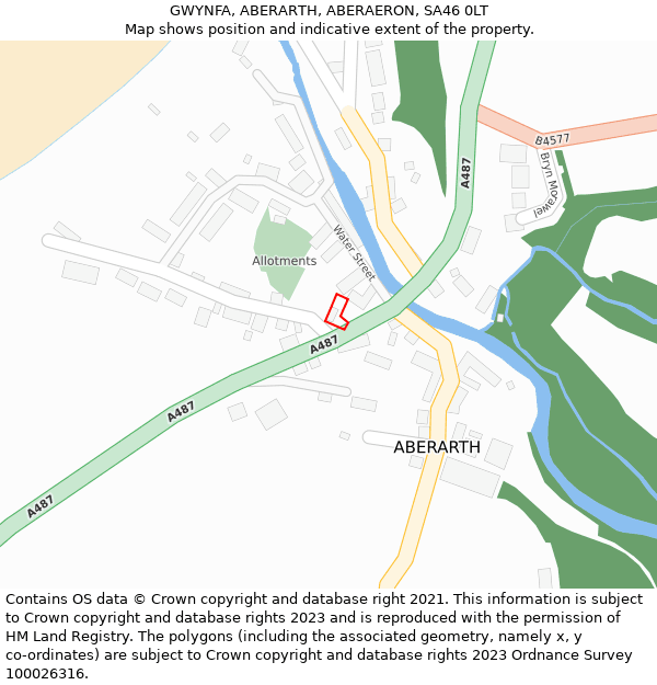 GWYNFA, ABERARTH, ABERAERON, SA46 0LT: Location map and indicative extent of plot