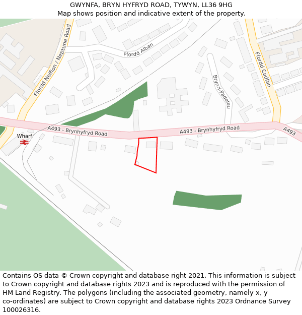 GWYNFA, BRYN HYFRYD ROAD, TYWYN, LL36 9HG: Location map and indicative extent of plot
