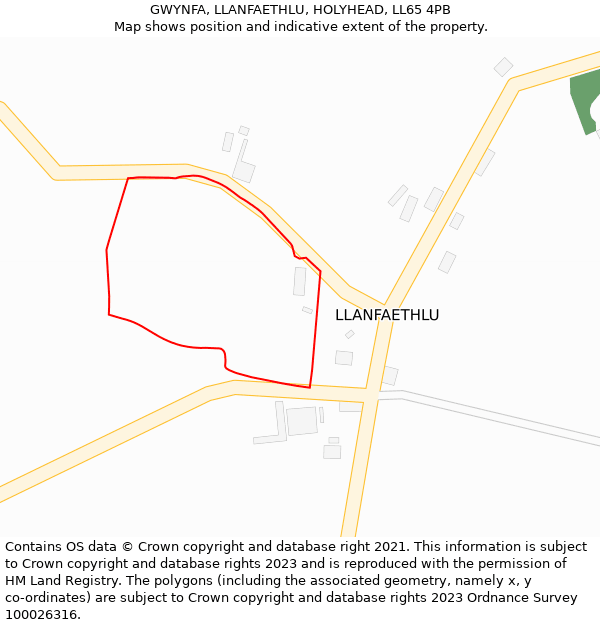 GWYNFA, LLANFAETHLU, HOLYHEAD, LL65 4PB: Location map and indicative extent of plot