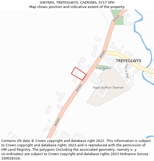 GWYNFA, TREFEGLWYS, CAERSWS, SY17 5PH: Location map and indicative extent of plot