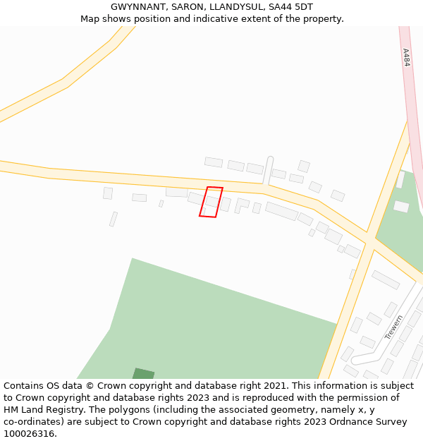 GWYNNANT, SARON, LLANDYSUL, SA44 5DT: Location map and indicative extent of plot