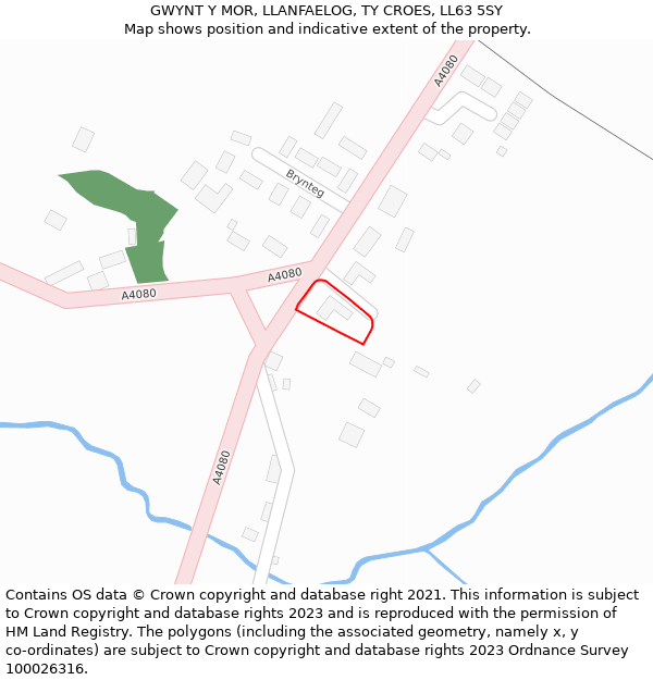 GWYNT Y MOR, LLANFAELOG, TY CROES, LL63 5SY: Location map and indicative extent of plot