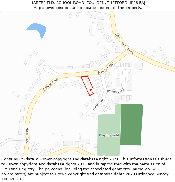 HABERFIELD, SCHOOL ROAD, FOULDEN, THETFORD, IP26 5AJ: Location map and indicative extent of plot