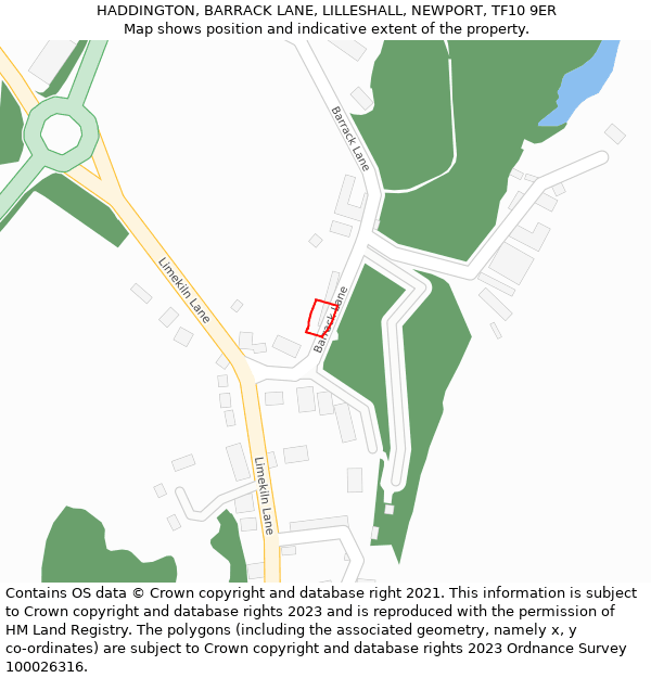 HADDINGTON, BARRACK LANE, LILLESHALL, NEWPORT, TF10 9ER: Location map and indicative extent of plot