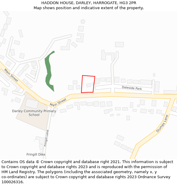 HADDON HOUSE, DARLEY, HARROGATE, HG3 2PR: Location map and indicative extent of plot