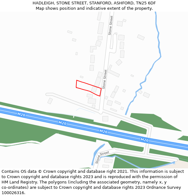 HADLEIGH, STONE STREET, STANFORD, ASHFORD, TN25 6DF: Location map and indicative extent of plot