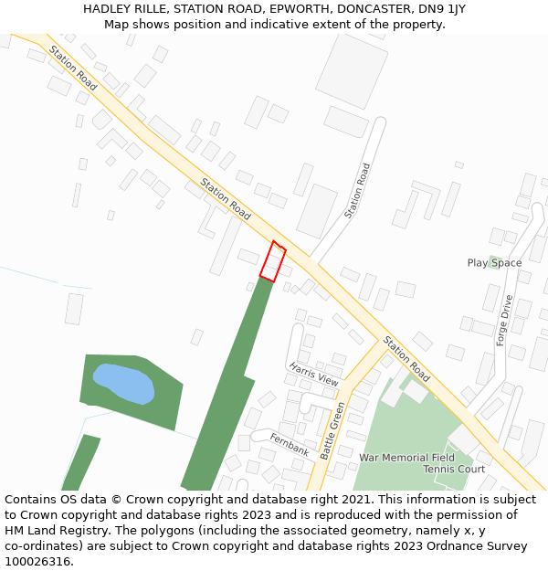 HADLEY RILLE, STATION ROAD, EPWORTH, DONCASTER, DN9 1JY: Location map and indicative extent of plot