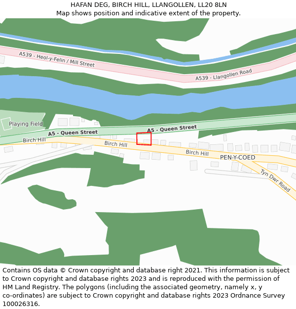 HAFAN DEG, BIRCH HILL, LLANGOLLEN, LL20 8LN: Location map and indicative extent of plot