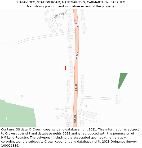 HAFAN DEG, STATION ROAD, NANTGAREDIG, CARMARTHEN, SA32 7LG: Location map and indicative extent of plot