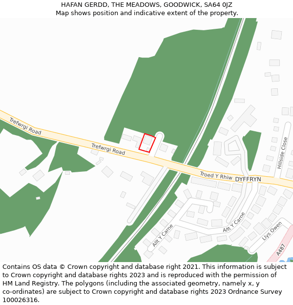 HAFAN GERDD, THE MEADOWS, GOODWICK, SA64 0JZ: Location map and indicative extent of plot