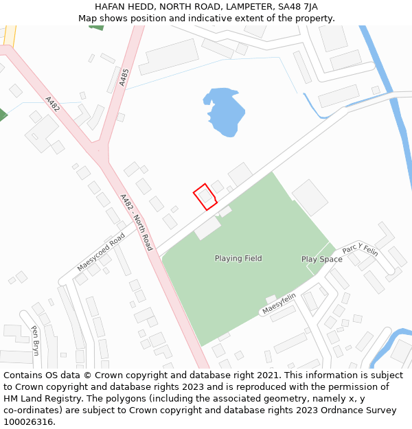 HAFAN HEDD, NORTH ROAD, LAMPETER, SA48 7JA: Location map and indicative extent of plot