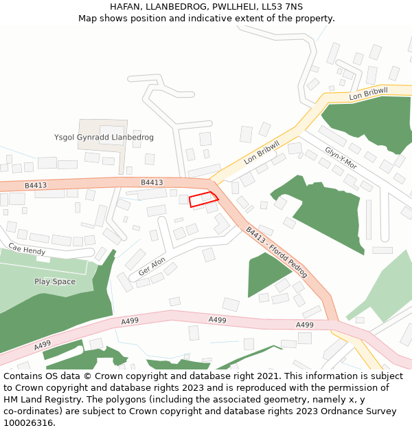 HAFAN, LLANBEDROG, PWLLHELI, LL53 7NS: Location map and indicative extent of plot