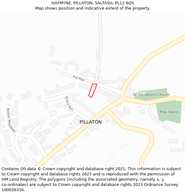 HAFMYNE, PILLATON, SALTASH, PL12 6QS: Location map and indicative extent of plot