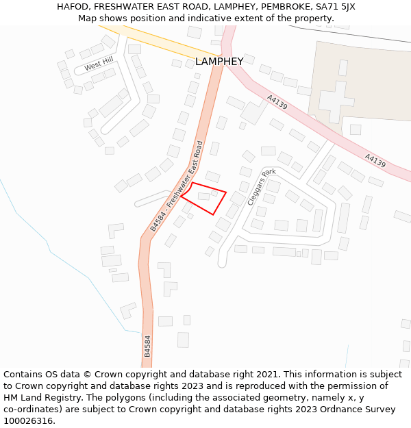 HAFOD, FRESHWATER EAST ROAD, LAMPHEY, PEMBROKE, SA71 5JX: Location map and indicative extent of plot