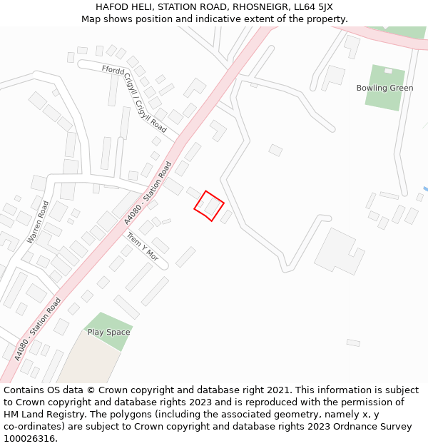 HAFOD HELI, STATION ROAD, RHOSNEIGR, LL64 5JX: Location map and indicative extent of plot