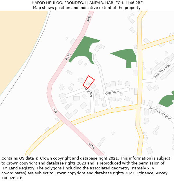 HAFOD HEULOG, FRONDEG, LLANFAIR, HARLECH, LL46 2RE: Location map and indicative extent of plot