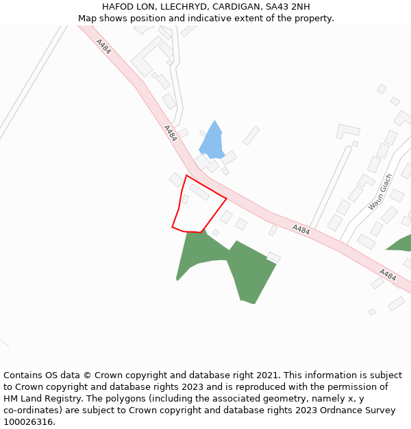 HAFOD LON, LLECHRYD, CARDIGAN, SA43 2NH: Location map and indicative extent of plot