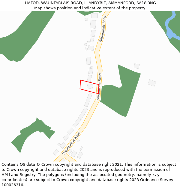 HAFOD, WAUNFARLAIS ROAD, LLANDYBIE, AMMANFORD, SA18 3NG: Location map and indicative extent of plot