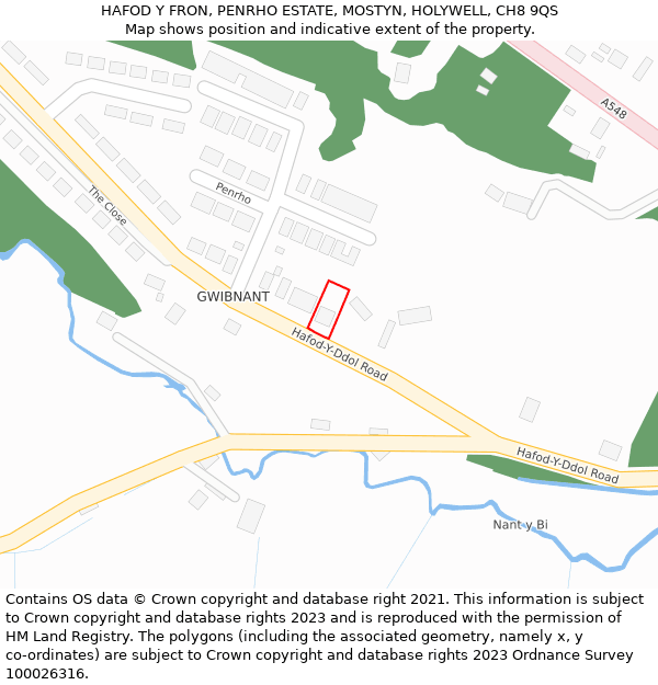 HAFOD Y FRON, PENRHO ESTATE, MOSTYN, HOLYWELL, CH8 9QS: Location map and indicative extent of plot