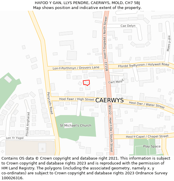 HAFOD Y GAN, LLYS PENDRE, CAERWYS, MOLD, CH7 5BJ: Location map and indicative extent of plot