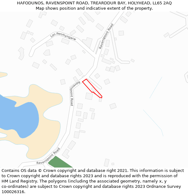 HAFODUNOS, RAVENSPOINT ROAD, TREARDDUR BAY, HOLYHEAD, LL65 2AQ: Location map and indicative extent of plot