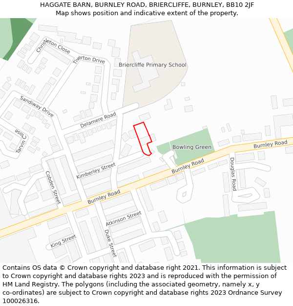 HAGGATE BARN, BURNLEY ROAD, BRIERCLIFFE, BURNLEY, BB10 2JF: Location map and indicative extent of plot