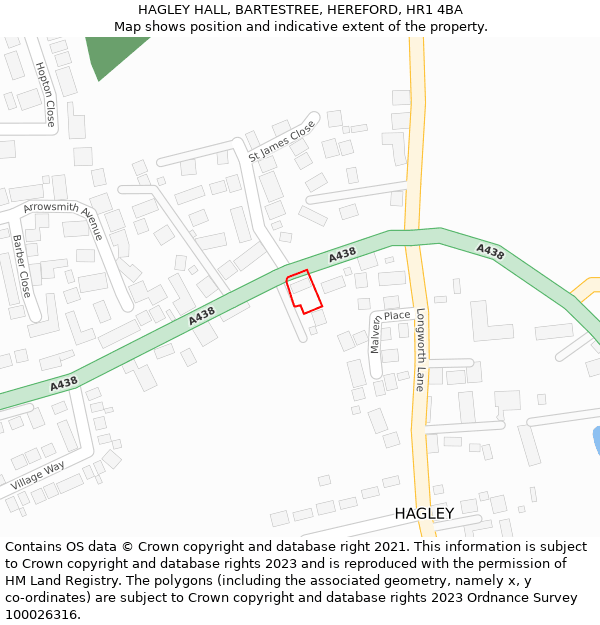 HAGLEY HALL, BARTESTREE, HEREFORD, HR1 4BA: Location map and indicative extent of plot