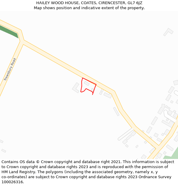 HAILEY WOOD HOUSE, COATES, CIRENCESTER, GL7 6JZ: Location map and indicative extent of plot