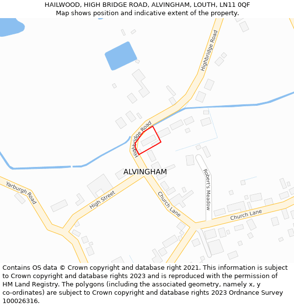 HAILWOOD, HIGH BRIDGE ROAD, ALVINGHAM, LOUTH, LN11 0QF: Location map and indicative extent of plot