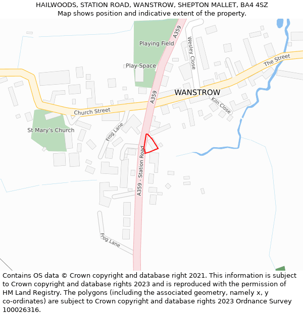 HAILWOODS, STATION ROAD, WANSTROW, SHEPTON MALLET, BA4 4SZ: Location map and indicative extent of plot