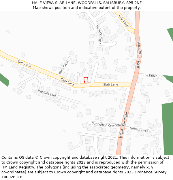 HALE VIEW, SLAB LANE, WOODFALLS, SALISBURY, SP5 2NF: Location map and indicative extent of plot