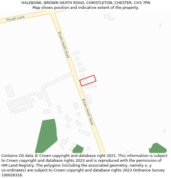HALEBANK, BROWN HEATH ROAD, CHRISTLETON, CHESTER, CH3 7PN: Location map and indicative extent of plot